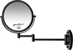 Make-up Wandspiegel Knikarm Mat Zwart - 10x Vergroting 20cmØ