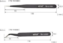 Vetus - Wimper Pincet ESD-15 - Zwart - Tweezer - Pincet - Wimperextensions -Cosmetische Kortingen Winkel 1200x822 4