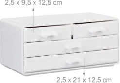 Relaxdays Make-up Organizer - Tweedelig - Cosmetica Opbergdoos - Wit -Cosmetische Kortingen Winkel 1200x834 2