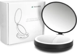 Navaris 1x/5x Vergrotende Make-up Spiegel - Compacte Opvouwbare Kap- En Reisspiegel - Led-verlichte Dubbelzijdige Make-upspiegel - Zwart -Cosmetische Kortingen Winkel 1200x847 10