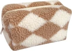 Teddy Make-Up / Toilettas - Beige/Wit | Acryl | 22 X 11,5 X 10 Cm