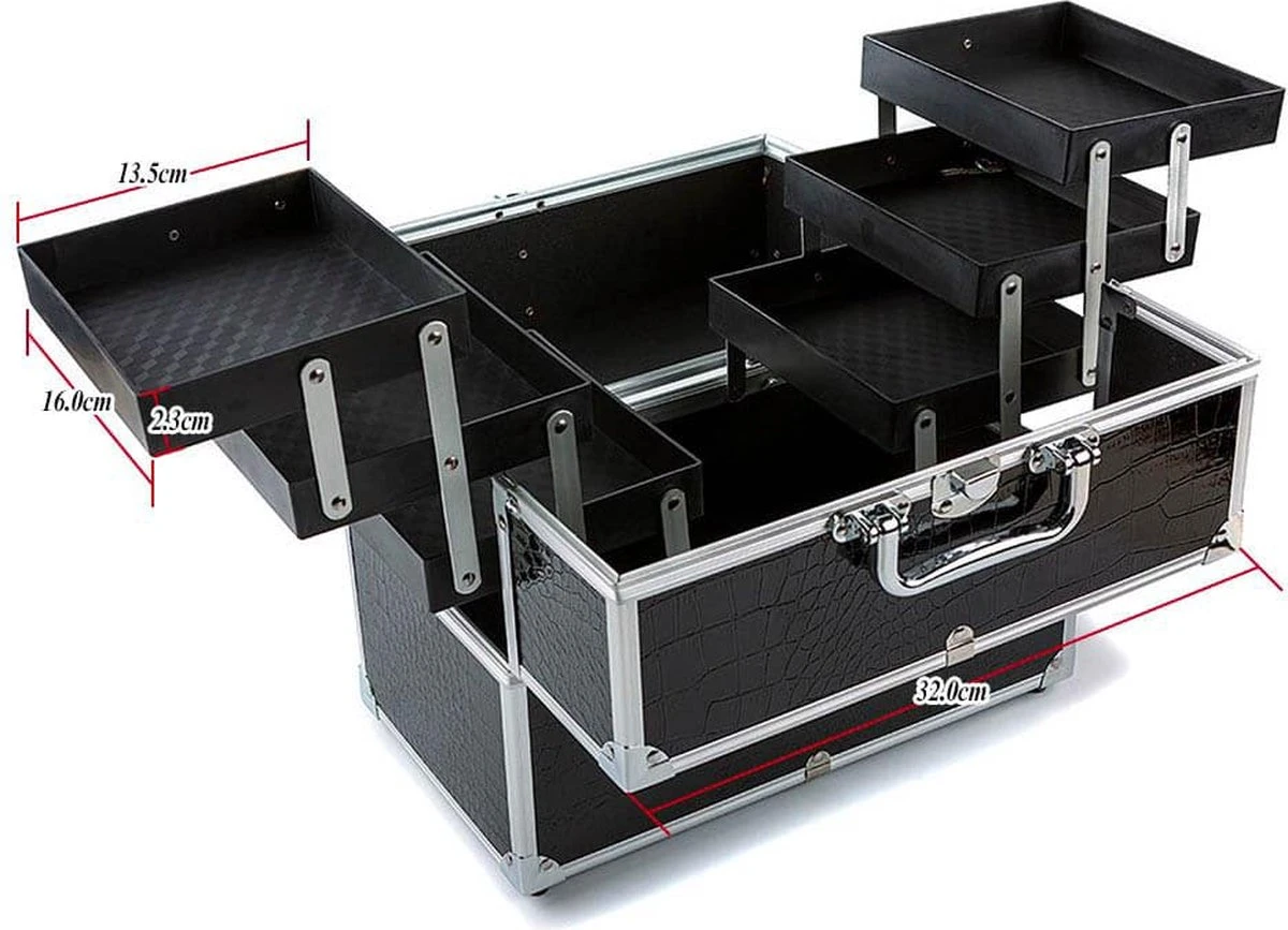 Confibel Make Up Koffer - Uitklapbaar - 5 Opbergbakken - Met Slot 15 Confibel Make Up Koffer - Uitklapbaar - 5 Opbergbakken - Met Slot - Afbeelding 13