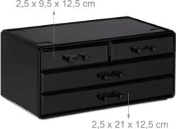 Relaxdays Make-up Organizer - Tweedelig - Cosmetica Opbergdoos + Lippenstift Houder - Zwart -Cosmetische Kortingen Winkel 1200x877 4