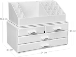 Nancy's Cutler Make-Up Organizer - Make-Up Opslag - 4 Lades - Open Vakken - Wit - Acryl - 24 X 13.5 X 18.5 Cm -Cosmetische Kortingen Winkel 1200x893 2