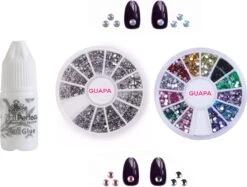 GUAPÀ® Nail Art Nagel Decoratie Steentjes & Diamantjes Inclusief Nail Art Nagellijm 3 Ml