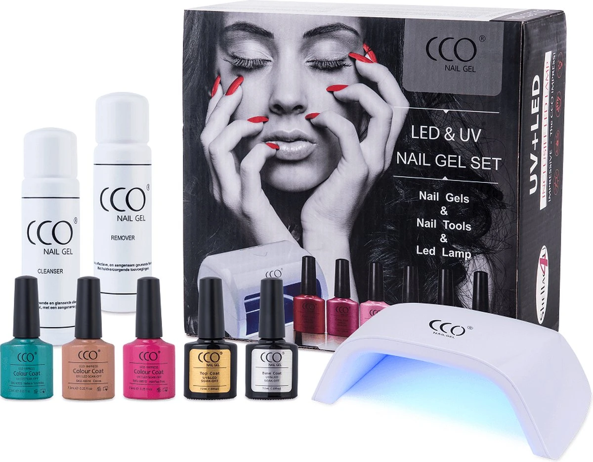 CCO Gellak Starterspakket - Gel Nagellak - Medium - Met 18W Led Lamp - 3 Kleuren 3 CCO Gellak Starterspakket - Gel Nagellak - Medium - Met 18W Led Lamp - 3 Kleuren