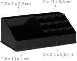 Relaxdays Make-up Organizer - Tweedelig - Cosmetica Opbergdoos + Lippenstift Houder - Zwart -Cosmetische Kortingen Winkel 1200x941 5