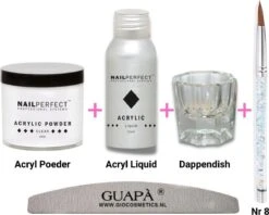 GUAPÀ® Acryl Starterspakket Transparant Clear | Acryl Poeder | Acrylic Liquid | Acryl Penselen | Dappendish | Acryl Nagels | Professionele Kwaliteit