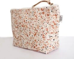 Merkloos Make-Up Tasje / Etui / Toilettas Met Trendy Kleurrijk Terrazzo Patroon - Terracotta