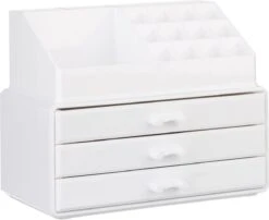 Relaxdays Make-up Organizer Klein - Stapelbaar - Sieradendoosje - Cosmetica - Opbergbox - Wit -Cosmetische Kortingen Winkel 1200x981 6