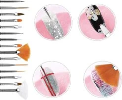 GUAPÀ - Penselen Set Roze Voor Nail Art / Acryl & Gel Nagels - Professional Nail Brushes - 15 Delig -Cosmetische Kortingen Winkel 1200x984 6