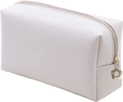 Fako Fashion® - Make Up Tasje Rechthoek - Toilettas - Wit - PU Leder - 17x10x8cm - Waterproof - Wit