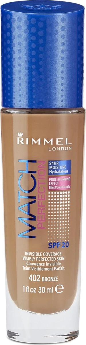 Rimmel London Match Perfection Foundation - 402 Bronze - Beige 5 Rimmel London Match Perfection Foundation - 402 Bronze - Beige - Afbeelding 3