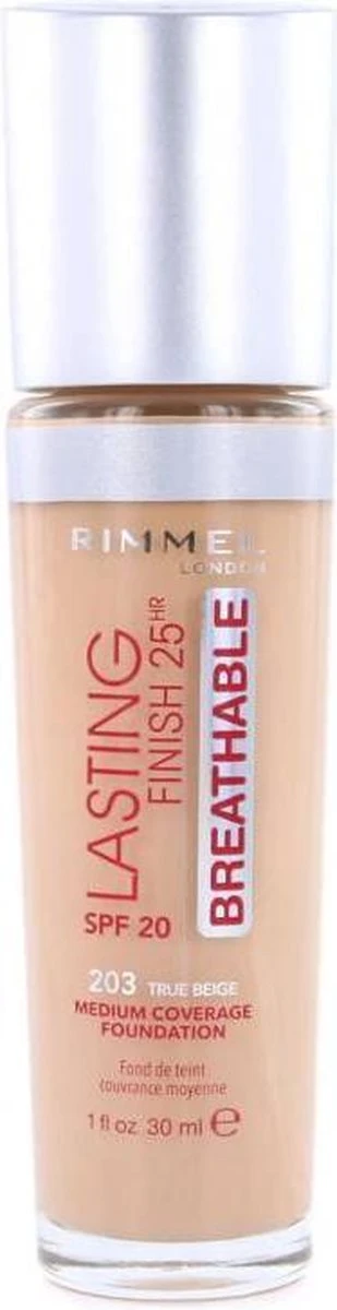 Rimmel London Rimmel Lasting Finish Breathable Foundation - 203 True Beige 5 Rimmel London Rimmel Lasting Finish Breathable Foundation - 203 True Beige - Afbeelding 3