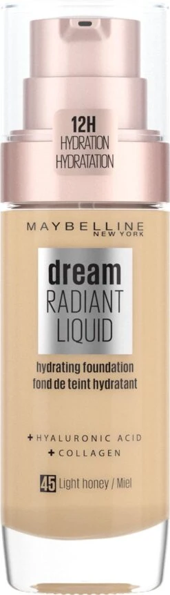Maybelline Dream Radiant Liquid - 45 Light Honey - Foundation Geschikt Voor De Droge Huid Met Hyaluronzuur - 30 Ml -Cosmetische Kortingen Winkel 344x1200