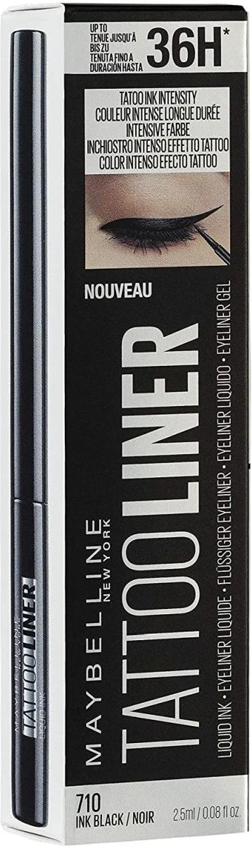 Maybelline New York Tattoo Studio Tattoo Liner - Liquid Ink - 710 Inked Black – Zwart - Ultra Langhoudende Liquid Eyeliner 7 Maybelline New York Tattoo Studio Tattoo Liner - Liquid Ink - 710 Inked Black – Zwart - Ultra Langhoudende Liquid Eyeliner - Afbeelding 5