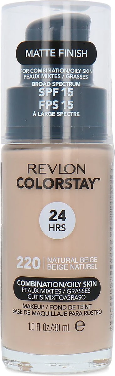 Revlon Colorstay Foundation With Pump - 220 Natural Beige (Oily Skin) 4 Revlon Colorstay Foundation With Pump - 220 Natural Beige (Oily Skin) - Afbeelding 2