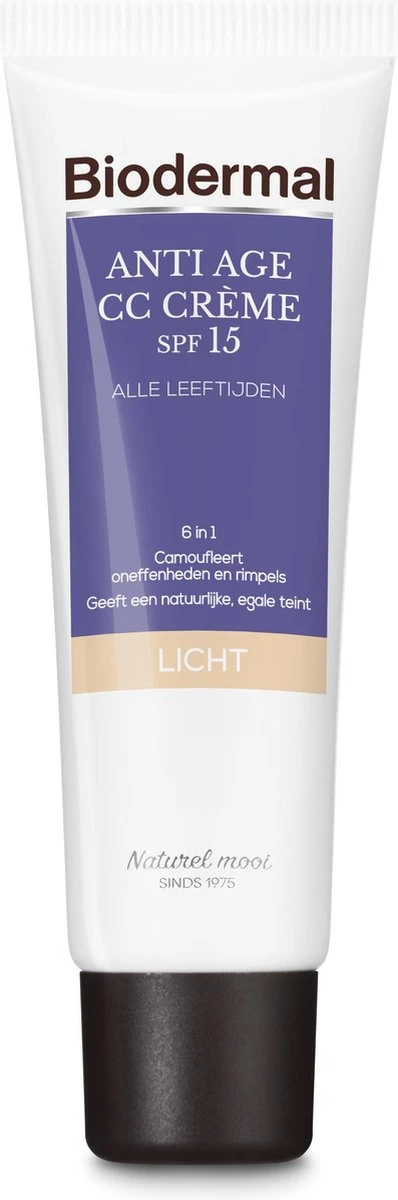 Biodermal Anti Age CC - Camouflerende Crème Met SPF15 - Lichte Huid - 50ml 3 Biodermal Anti Age CC - Camouflerende Crème Met SPF15 - Lichte Huid - 50ml