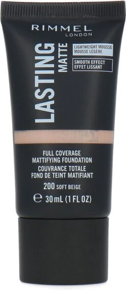 Rimmel London Lasting Matte Foundation - 200 Soft Beige -Cosmetische Kortingen Winkel 521x1200 2