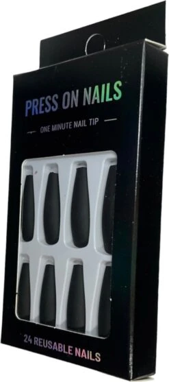 Merkloos Press On Nails - Nep Nagels – Zwart - Matte - Coffin - Manicure - Plak Nagels - Kunstnagels Nailart – Zelfklevend -Cosmetische Kortingen Winkel 532x1200 5