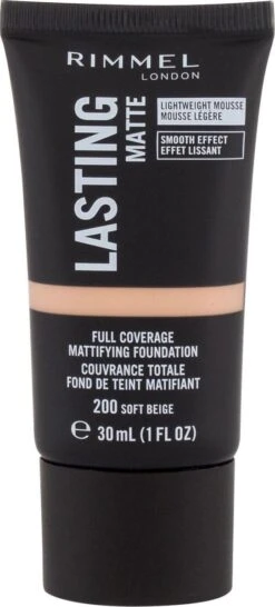 Rimmel London Lasting Matte Foundation - 200 Soft Beige -Cosmetische Kortingen Winkel 543x1200