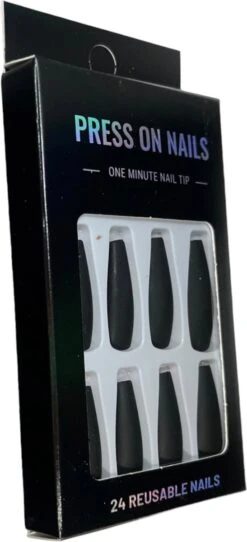 Merkloos Press On Nails - Nep Nagels – Zwart - Matte - Coffin - Manicure - Plak Nagels - Kunstnagels Nailart – Zelfklevend -Cosmetische Kortingen Winkel 547x1200 7