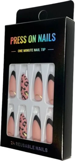 Merkloos Press On Nails - Nep Nagels - Roze Zwart - Almond - Manicure - Plak Nagels - Kunstnagels Nailart - Zelfklevend -Cosmetische Kortingen Winkel 559x1200 7