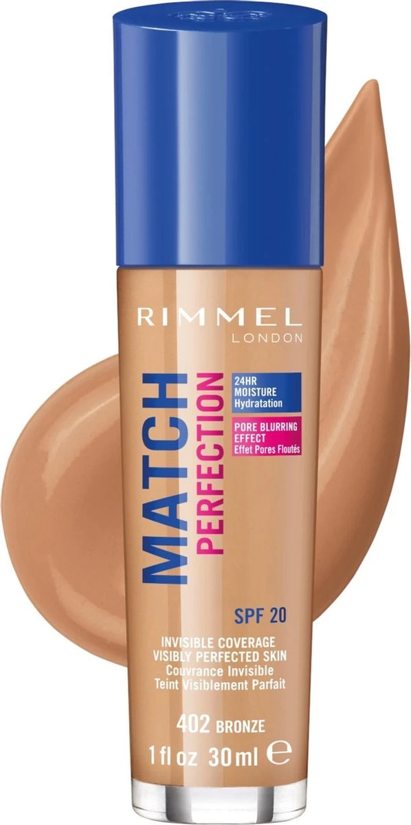 Rimmel London Match Perfection Foundation - 402 Bronze - Beige 15 Rimmel London Match Perfection Foundation - 402 Bronze - Beige - Afbeelding 13
