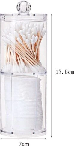 Without Lemon - Wattenstaafjes En Wattenschijfjes Houder - Dubbel Transparant Opberghouder - Opbergdoosje - Makeup Organizer - Open En Dichte Houder - Met Deksel - Stapelbaar -Cosmetische Kortingen Winkel 613x1200 7