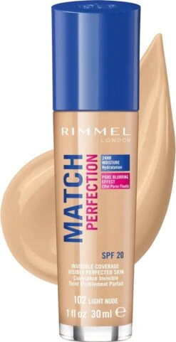 Rimmel London Match Perfection Foundation 102 Light Nude -Cosmetische Kortingen Winkel 616x1200