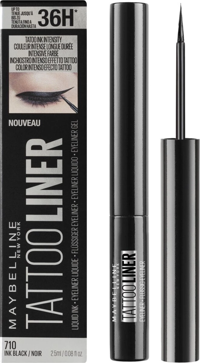 Maybelline New York Tattoo Studio Tattoo Liner - Liquid Ink - 710 Inked Black – Zwart - Ultra Langhoudende Liquid Eyeliner 3 Maybelline New York Tattoo Studio Tattoo Liner - Liquid Ink - 710 Inked Black – Zwart - Ultra Langhoudende Liquid Eyeliner