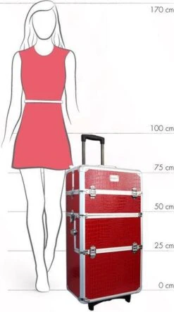 Veronica NAIL-PRODUCTS Aluminium Nagel Trolley 3 In 1 CROCO ROOD, Pedicure, Manicure. Ook Als Sinterklaas Trolley, Trolly, Koffer! -Cosmetische Kortingen Winkel 669x1200 10