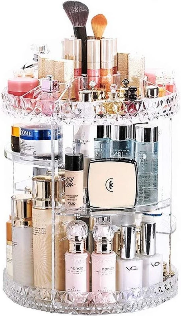JZK Clear Acryl Home Beauty-organizer 360°, Draaibaare Cosmeticabox Voor Dresser, Slaapkamer, Badkamer, Voor Lippenstift, Kwastjes, Nagellak, Crèmes 3 JZK Clear Acryl Home Beauty-organizer 360°, Draaibaare Cosmeticabox Voor Dresser, Slaapkamer, Badkamer, Voor Lippenstift, Kwastjes, Nagellak, Crèmes