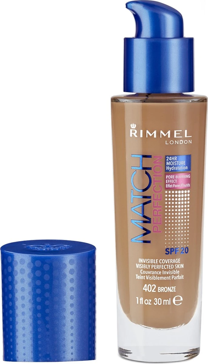 Rimmel London Match Perfection Foundation - 402 Bronze - Beige 6 Rimmel London Match Perfection Foundation - 402 Bronze - Beige - Afbeelding 4