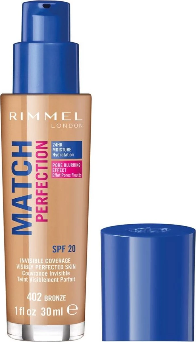 Rimmel London Match Perfection Foundation - 402 Bronze - Beige 4 Rimmel London Match Perfection Foundation - 402 Bronze - Beige - Afbeelding 2