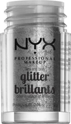 NYX PROFESSIONAL MAKEUP FACE & BODY GLITTER - SILVER -Cosmetische Kortingen Winkel 690x1200 2