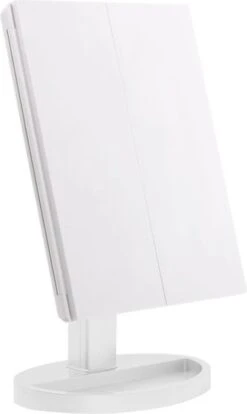 UNIQ Trifold Make Up Spiegel Met LED Verlichting En 2 Vergrootspiegels - Staande Spiegel - 21 LED-lampjes - Op Batterijen En USB (kabel Incl) - Wit -Cosmetische Kortingen Winkel 716x1200 2