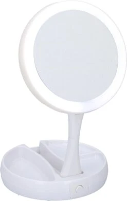 Grundig Opmaakspiegel - LED-verlichting - Opbergruimte Sieraden - Gewone En Vergrotende Spiegel - Wit -Cosmetische Kortingen Winkel 758x1200 5