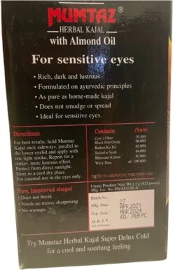 GoodUse Export Mumtaz Herbal Kajal Stick 1 Stuks - Zwarte Eyeliner - Kajal Oogpotlood Zwart - Make Up - Kohl Kajal - Gevoelige Ogen - Amandelolie - Natuurlijk -Cosmetische Kortingen Winkel 772x1200 2