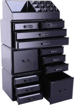 Confibel XXL Acryl Make-up Cosmetica Organizer - Verstelbare Lades - Sieraden/Make-up/Cosmetica Organizer - 11 Compartimenten - Zwart -Cosmetische Kortingen Winkel 847x1200 4