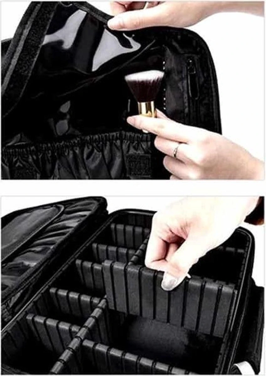 Cosmetica Koffer - Make-up Koffer Met Verstelbare Vakken - Visagie En Nagelstyliste Beauty Koffer - 26x23x9CM 20 Cosmetica Koffer - Make-up Koffer Met Verstelbare Vakken - Visagie En Nagelstyliste Beauty Koffer - 26x23x9CM - Afbeelding 18