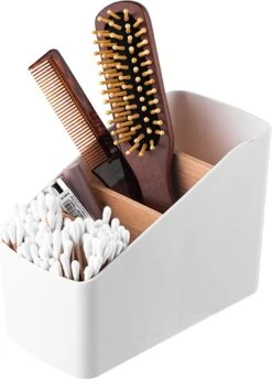 Altom Design Badkamer Orginazer 4-vaks - Gemaakt Van Ecologisch Bamboe - 9 X 18 X 13 Cm - Wit Bruin - Natura Line - Bamboo - Make-up Opbergbox -Cosmetische Kortingen Winkel 861x1200 9