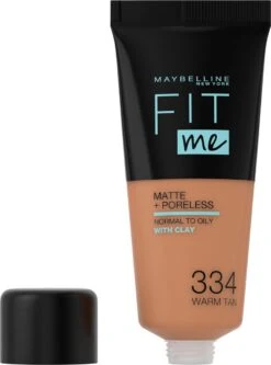 Maybelline Fit Me Matte & Poreless Foundation - 334 Warm Tan -Cosmetische Kortingen Winkel 891x1200