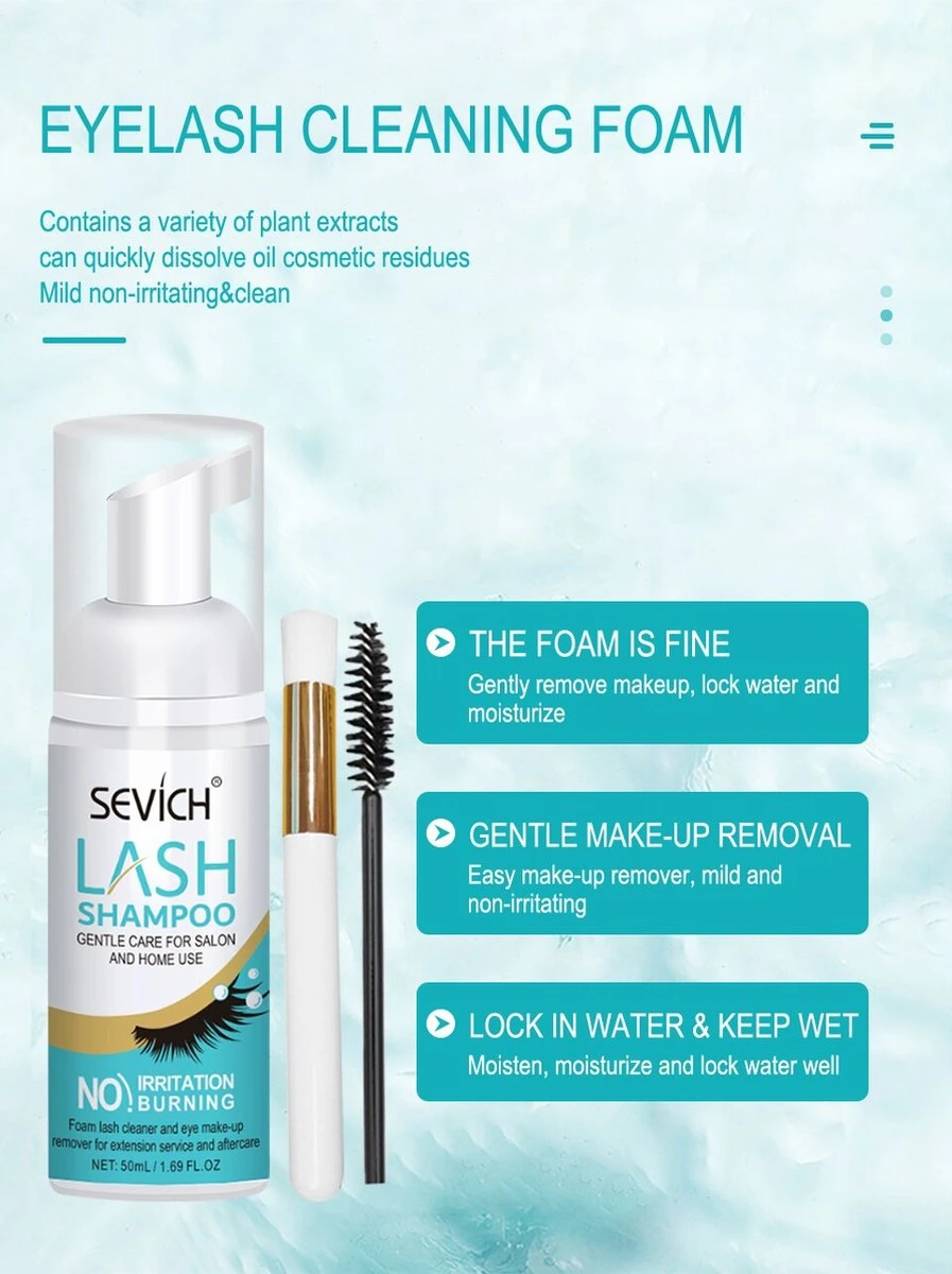 Sevich Wimper Extensions Cleanser - Wimpershampoo - Lash Foam Shampoo - Lash Cleanser - Wimper-shampoo - Assortiment 'Het Gemak' 5 Sevich Wimper Extensions Cleanser - Wimpershampoo - Lash Foam Shampoo - Lash Cleanser - Wimper-shampoo - Assortiment 'Het Gemak' - Afbeelding 3