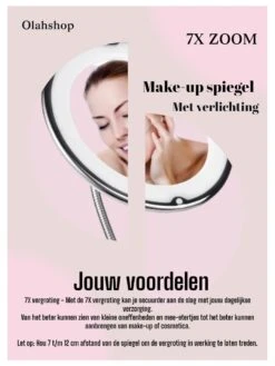 Make-Up Spiegel - 7X Vergroting - LED Licht - Make Up Spiegel Met Verlichting - Vergrootspiegel Met Zuignap - Exclusief Baterijen(Niet Ingegrepen 3AAA)3AAA -Cosmetische Kortingen Winkel 900x1200 65