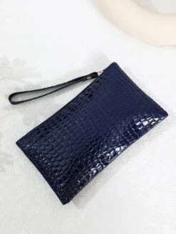 Handtas Mini - Make-up Tasje - Donkerblauw - Rechthoekig - Krokodillen Print -Cosmetische Kortingen Winkel 901x1200 7