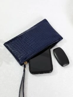 Handtas Mini - Make-up Tasje - Donkerblauw - Rechthoekig - Krokodillen Print -Cosmetische Kortingen Winkel 901x1200 9