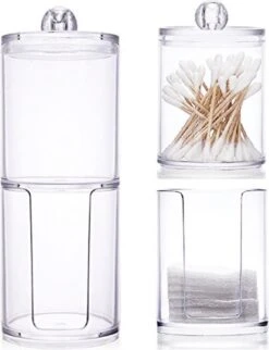 Without Lemon - Wattenstaafjes En Wattenschijfjes Houder - Dubbel Transparant Opberghouder - Opbergdoosje - Makeup Organizer - Open En Dichte Houder - Met Deksel - Stapelbaar -Cosmetische Kortingen Winkel 920x1200 7