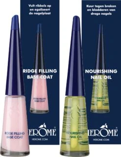 Herome Combi-Pack Voedende Nagelolie & Ridge Filling Base Coat (Nourishing Nail Oil & Ridge Filling Base Coat) - Herstelt Nagels, Maakt De Nagels Veerkrachtig & Vult Oneffenheden Op. Maakt De Nagel Egaal En Glad - 2*10ml. -Cosmetische Kortingen Winkel 925x1200 4