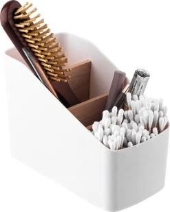 Altom Design Badkamer Orginazer 4-vaks - Gemaakt Van Ecologisch Bamboe - 9 X 18 X 13 Cm - Wit Bruin - Natura Line - Bamboo - Make-up Opbergbox -Cosmetische Kortingen Winkel 958x1200 4